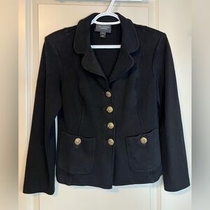 St. John Caviar Black Wool Blend Blazer Size 10